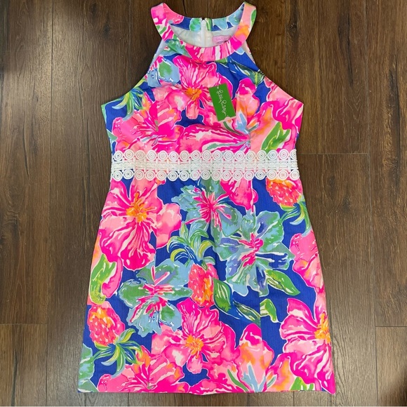🆕 Lilly Pulitzer Ashlyn Shift Dress in beckon blue jungle utopia SZ 14 - Picture 1 of 3